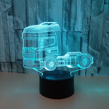 3D Led Modelovanie Stolná Lampa 7 Farieb Truck Zmena Gradientu Atmosféry, Osvetlenie, Cool Chlapec Posteli Noc Svietidlo Dekorácie, Hračky