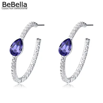 BeBella 5 farby hruška crystal nastavenie 3.4 cm hoop náušnice s Kryštálmi od Swarovski módne šperky pre ženy, dievčatá darček