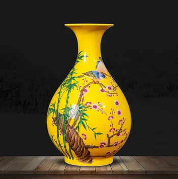 Jarras em amarelo Váza Keramiky Žltá Váza Jingdezhen Kvet вазы Dekorácie Čínske Vázy Obývacia Izba Domáce Dekorácie Remeslá