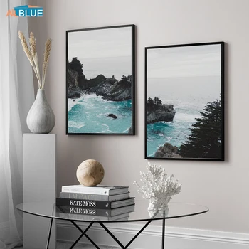 Škandinávsky Mora Pláž Plagáty A Vytlačí Blue Wave Wall Art Krajiny Plátno, Maľovanie Obrazov Na Stenu Pre Obývacia Izba Domova
