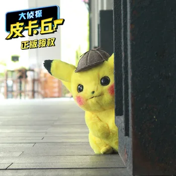28 CM Pravý Pokémon Pikachu Plyšové Hračky Detektív Dlhé Oblečenie pre BÁBIKU Peluche Pocket Monster Akcie Obrázok Anime Model Hračky Pre Deti