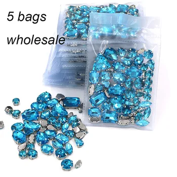 Odevné doplnky, Veľkoobchod 5 tašky zmiešané tvar, sklo, krištáľovo podiel base Jazero modrými kamienkami diy svadobné šaty