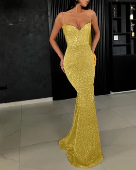 2020 dámske Letné Sexy Košieľka Plášť Fishtail Podlahy-Dĺžka Lesk Šaty Gallus Nočný Klub Party Šaty Mujer Vestido