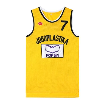 Pánske 7 kukoc Jersey Jugoplastika Rozdeliť film verzia Basketbalové Dresy Žltá Loga Stitched