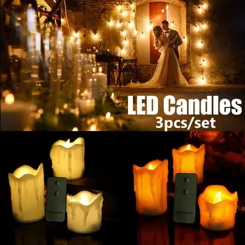 3 KS Tvorivé LED Flameless Slzy Drop Sviečka, Lampa Simulácia Farbu Plameňa Čaj Svetlo Domov Svadby, Narodeniny Dekorácie Kvapka Loď