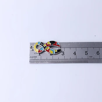 Kovové smalt farebné autizmus puzzle páse s nástrojmi kúzlo náhrdelník & náramok a prívesok prívesok, ručne vyrábané