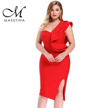 Maketina 2020 Ženy Rameno Plus Veľkosť Obväz Šaty Elegantné Červené V Krku Obväz Šaty, Sexy Party Plus Veľkosť Šaty Bodycon