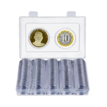 Jasné, Okrúhle Mince Kapsule Kontajner Úložný Box gold medené mince Držiak na Prenosné Prípade Organizátor Box na Mince Zbierať