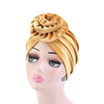 Móda 3D Kvet Velvet Obyčajný Hidžáb Spp Ženy Moslimských Turban Klobúk Islamská Šatka Turban Teplá Šatka, Klobúk Lady Vlasy Príslušenstvo