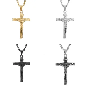 INRI Ježiš Prívesok Náhrdelník z Nerezovej Ocele pre Mužov Kríž Ježiša Kúsok Vintage Kríž Náhrdelník Christian Šperky, Darčeky