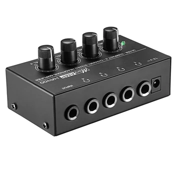 Eú Zástrčku,Ha400 Ultra-Kompaktný 4 Kanály Mini Audio Stereo Slúchadlový Zosilňovač S Napájacím Adaptérom Čierna
