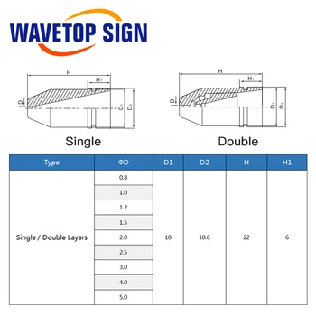 WaveTopSign Bullet Laser Tryska Single Double Layer Kaliber 0.8-4 Pre CINCINNATI Raytools Lasermech Vlákniny Laserový Rezací Stroj