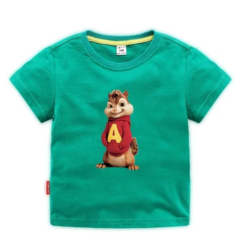 Alvin a Alvin t-shirt pre Dievča Deti Oblečenie, Topy Tee roztomilý t košele, Deti, Červená Bavlna Letné Krátke Rukávy Bavlna Topy