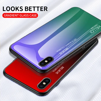 Gradient Tvrdené Sklo puzdro Pre iphone 11 Pro XS Max XR X 8 7 Plus svetlo Zadný Kryt Ochranný Prípade Shell Pre iPhone SE 2020