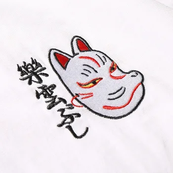 Muži Harajuku T Shirt Japonský Ninja Mačka Lebky Tričko Hip Hop Streetwear Ukiyoe Výšivky T-Shirts 2020 Lete Bavlna Topy Tees