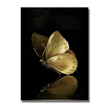 Zlatý Motýľ Plátno Na Maľovanie Abstraktné Plagáty Vytlačí Quadros Wall Art Obraz Dekorácie Pre Obývacia Izba Domova Cuadros