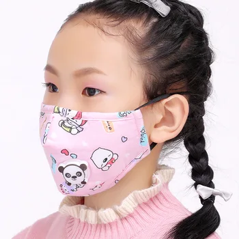 4PCS Deti Ochranné Úst Maska Proti Znečisteniu Bavlna Cartoon Dievča, Chlapec, Masku na Tvár s 10PCS Filter Uhlíkom