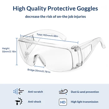 Bezpečnostné Okuliare Ochranné Okuliare Fit Nad Glasse Anti Fog Vírus Sliny Prachu Vplyv Bezpečnostné Okuliare Jasné Okulára Ochrana Očí