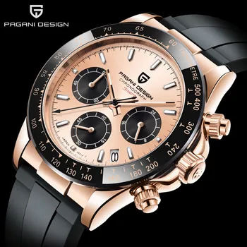 PAGANI DESIGN Svetelný Pánske Quartz Hodinky, Luxusné Značky 100M Vodotesné hodiny Mužov Business Športový Chronograf Zlaté náramkové hodinky