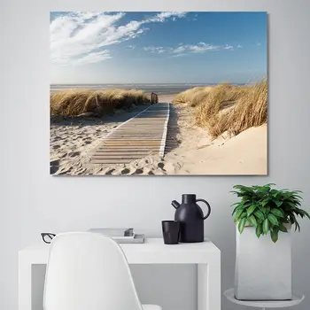 Conisi Nordic Pláži Obrázok Vytlačí Pláži Chodník na Plagát Modrej Oblohy na Steny Umelecké Plátno na Maľovanie Domova pre Spálne Dekorácie