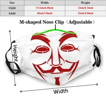 Vendetta Anonymné Maska Zábavné Vytlačiť Opakovane Pm2.5 Filtra Masku Na Tvár Vendetta Maska Červenej V Symbol Online Hacktivist Skupiny