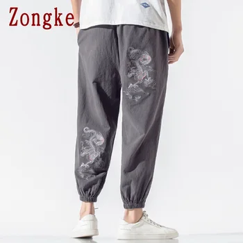 Zongke 2021 Dragon Výšivky Bežné Hárem Nohavice Mužov Oblečenie Joggers Japonský Streetwear Pracovné Nohavice Hip Hop M-5XL