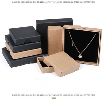 2019 NOVÉ 20pcs Šperky balík ,9x9x1.6typ Black /brown Kraft papier box Pre náušnice/krúžok /náramok šperky box A55