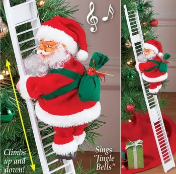 2021 Santa Claus Lezenie Rebríky Elektrické Santa Claus Bábika Vianočný Stromček Visí Ozdoby Vonkajšie Vnútorné Dvere Dekorácie