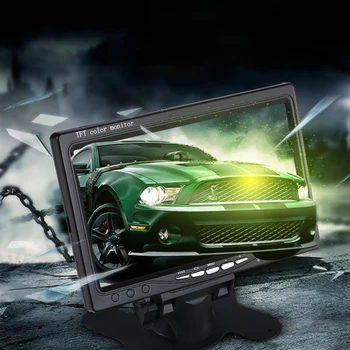 7-palcový s vysokým rozlíšením otočná auto zadné view monitor, cúvanie LCD TFT displej, dva video vstupy
