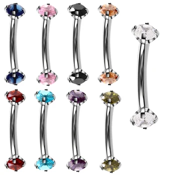 9Pcs/veľa Ocele 16 G Interne Závitových Obočie Krúžky Farebné Crystal Kolík Nastaviť Dvojité Drahokamy Zakrivené Činku Piercing Body Šperky