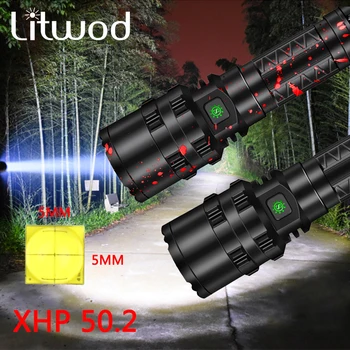 XHP50.2 High Power LED Baterka svetlo silný Taktické Hliníkové Lov Pochodeň svetla Nepremokavé 18650/26650 batérie 5 Režimov