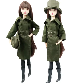 1Set Army Zelená Jeden Kus Dlhý Rukáv Kabát, Bundu pre Bábiky Barbie Oblečenie, Oblečenie pre 11.5