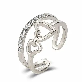 Módny dizajn srdce, zirkón diamantov, drahých kameňov prstene pre ženy rose gold &white gold silver farba šperky bijoux strany príslušenstvo