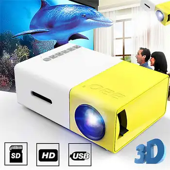 LCD LED Projektor 400-600 Lumen 1080P AV, USB, SD Karty Mini Pocket Beamer Domáce Kino Deti Vzdelávania Úrad Kino