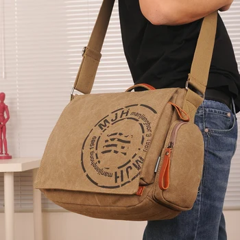Hot predaj 2021 bežné mužov Tote program messenger tašky vysoko kvalitné pánske Vintage cestovná taška muž plátno taška cez rameno klasický dizajn