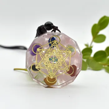Orgonite Prívesok Orgone Duchovné Liečenie Energiou Converter Náhrdelník Metatron Generato Krištáľové Šperky Reiki Čakra Kamene ružová
