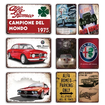 Hrdzavá Alfa Romeo kovové Plagát tin prihlásiť Vintage Garáž Domov Stenu, Nálepky Dekoratívne Plakety Retro Muž Jaskyňa Osobné Kovové Prihlásiť