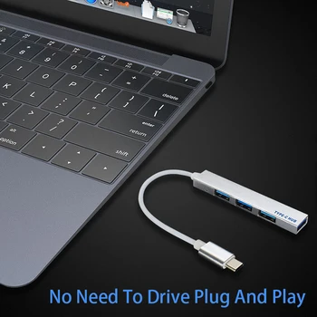4 in1 USB-C 3.1 až 3 Port USB 2.0 Rozbočovač USB-C, USB 2.0 Typu C HUB Converter OTG Kábel pre Macbook Pro, iMac PC