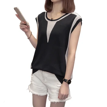 Plus Veľkosť Lurex Pletené Top 2020 Lete Ženy Novinka Voľné Krátky Rukáv kórejský T-shirt Ulzzang Svieti Nadrozmerná Knitwear Tričko
