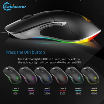 X6 6Keys Hernej Myši Oslniť Farieb RGB Dýchanie Lampa Esports Herné Myši sa Kábel Myši