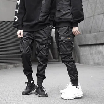 Muži Bežné Nohavice Multi-vrecko Cargo Nohavice Stuhy Joggers Harajuku Sweatpant Hip Hop Bežné Streetwear Patchwork techwear