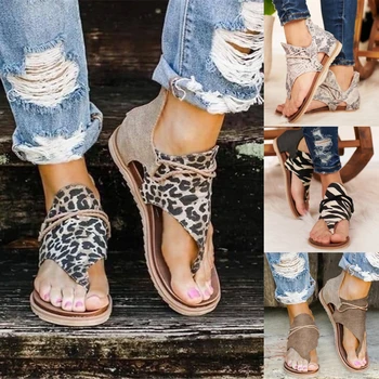2020 Ženy Sandále Leopard Tlač Letné Topánky Ženy Veľké Veľkosti Andals Ploché Ženy Sandále Dámske Letné Topánky Sandále
