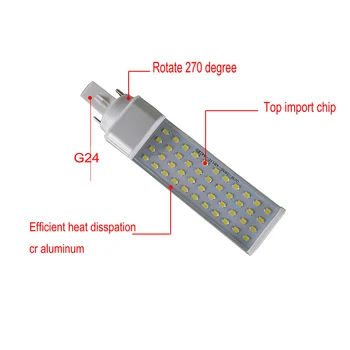 LED G24 2-Pin Základne Kukurica Žiarovky 110V 220V 13W PLC Lampa Horizontálne Plug Svetlá s 30W CFL Nahradenie E27 G23