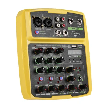 Muslady B4 Prenosné 4 Kanály Audio Mixer USB Mixing Console Podporuje BT Spojenie s Zvuková Karta, Vstavané 48V Phantom Power