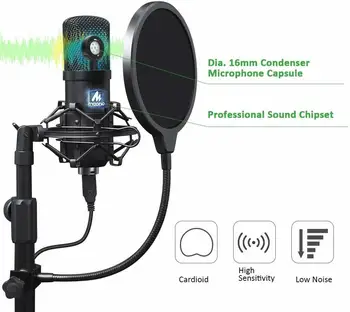 Pôvodné MAONO AU-A04T Mikrofón USB Kit Stánky S Odbornou Kondenzátora Mikrofón Pre Vysielanie Podcast Počítač Nahrávanie