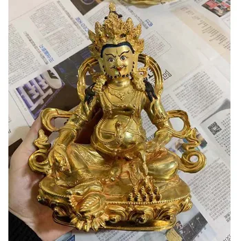 Veľkoobchod DOBRÝ DOMOV rodiny účinným Talizman # Budhizmus plný Gilding Žltá Jambhala Zambala zlatého Budhu mosadzná socha