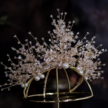 HIMSTORY Barokový Princezná Nadrozmerná Svadobné Tiara Korún Crystal Nevesty Čelenky Večer Vlasy, Šperky, Svadobné Doplnky do Vlasov