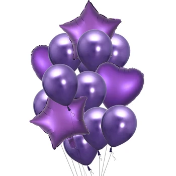 14pcs Srdce Star Vzduchu Balóny Happy Birthday Party Kovové Chrome Balóny Baby Sprcha Svadobné Dekor Hélium Balónikov