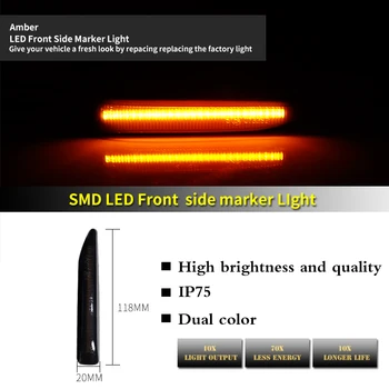 IJDM OEM-Spec Amber LED Bočné Obrysové Svetlo Montáž Kompatibilný S Pre 2002-2008 BMW E65 E66 E67 7 Series,Nahradiť OEM Sidemarker