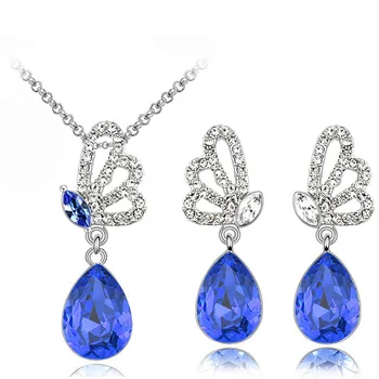 Krásny darček Šperky nastaviť kvalitu teplej populárneho Rakúskeho Kryštálu Prívesok Motýľ ženy Náhrdelníky Náušnice príslušenstvo